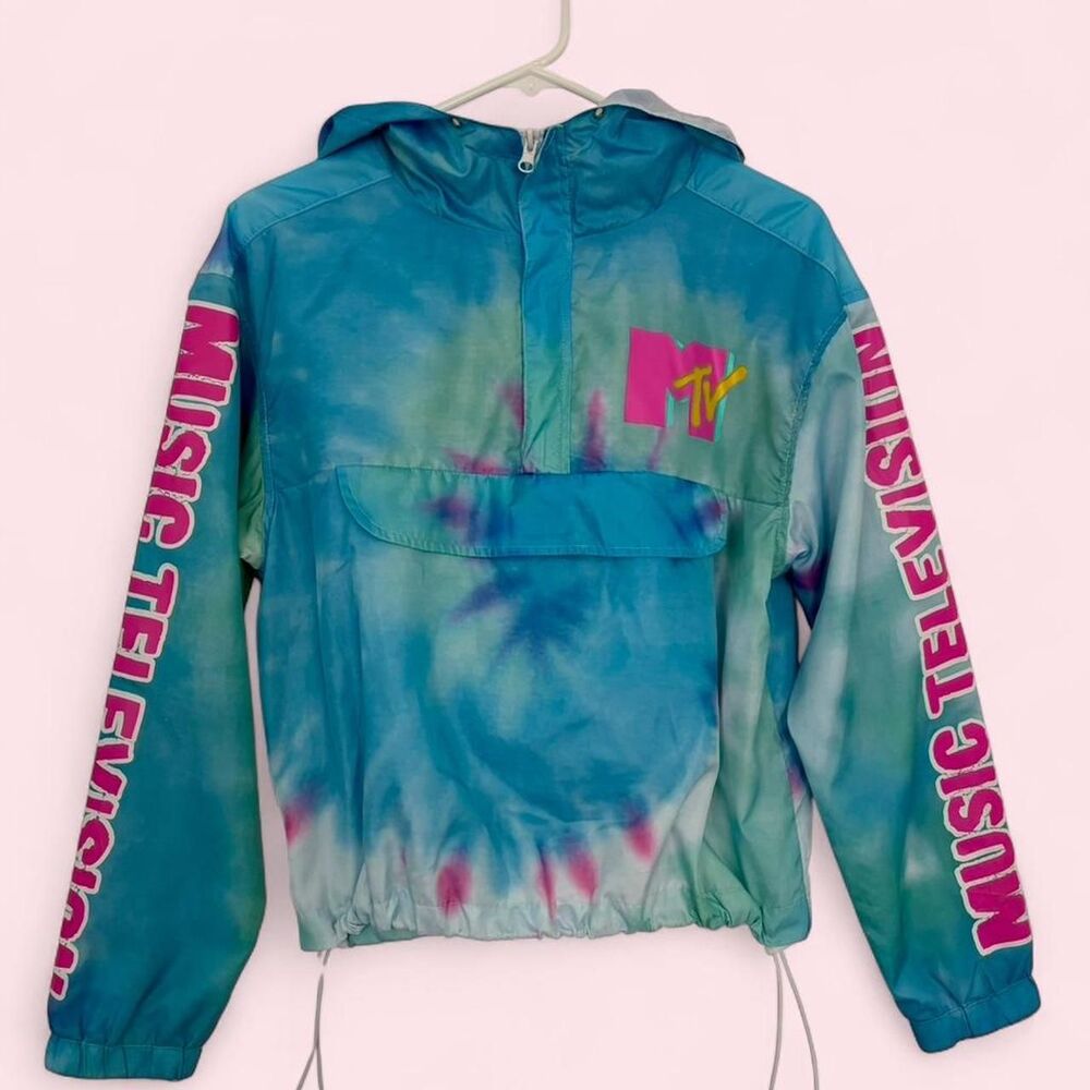 MTV blue tie-dye windbreaker jacket
